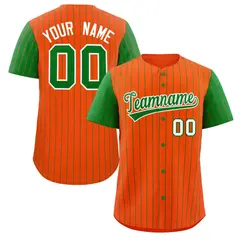 Orange Kelly Green-White Stripe Raglan Baseball Jersey 1