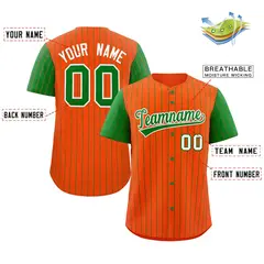 Orange Kelly Green-White Stripe Raglan Baseball Jersey 2