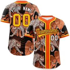 Orange Leopard Graffiti Pattern Authentic Baseball Jersey