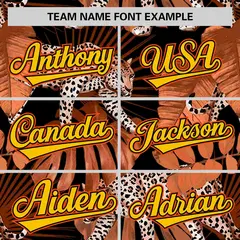 Orange Leopard Graffiti Pattern Authentic Baseball Jersey 3