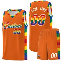 Orange LGBT Rainbow Pride Month Basketball Jersey 1