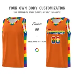 Orange LGBT Rainbow Pride Month Basketball Jersey 3