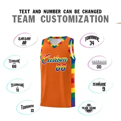 Orange LGBT Rainbow Pride Month Basketball Jersey 4