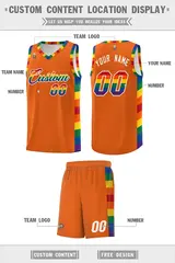 Orange LGBT Rainbow Pride Month Basketball Jersey 5
