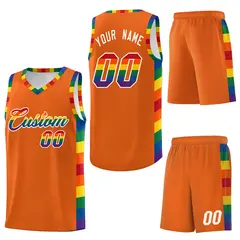 Orange LGBT Rainbow Pride Month Basketball Jersey 6