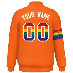 Orange LGBT Rainbow Pride Month Letterman Baseball Jacket 4