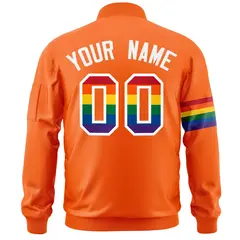 Orange LGBT Rainbow Pride Month Letterman Bomber Jacket 4