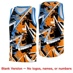 Orange Light Blue Abstract Graffiti Breathable Basketball Jersey 6