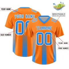 Orange Light Blue Gradient Vertical Stripe Football Jersey 2