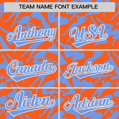 Orange Light Blue Playboy Graffiti Pattern Baseball Jersey 3
