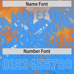 Orange Light Blue Star Gradient Flag Football Jersey 4