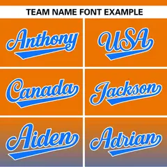 Orange Light Blue-White Gradient Pinstripe Baseball Jersey 3