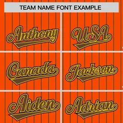 Orange Light Brown Pinstripe Raglan Varsity Letterman Baseball Jacket 3