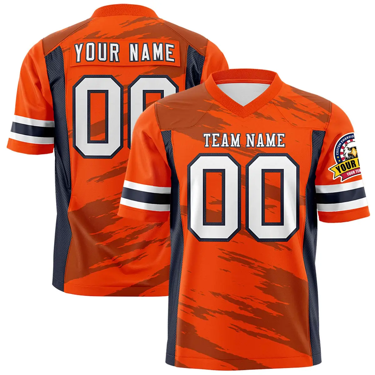 Orange Light Brown Scratch Pattern Authentic Football Jersey