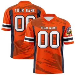 Orange Light Brown Scratch Pattern Authentic Football Jersey 1