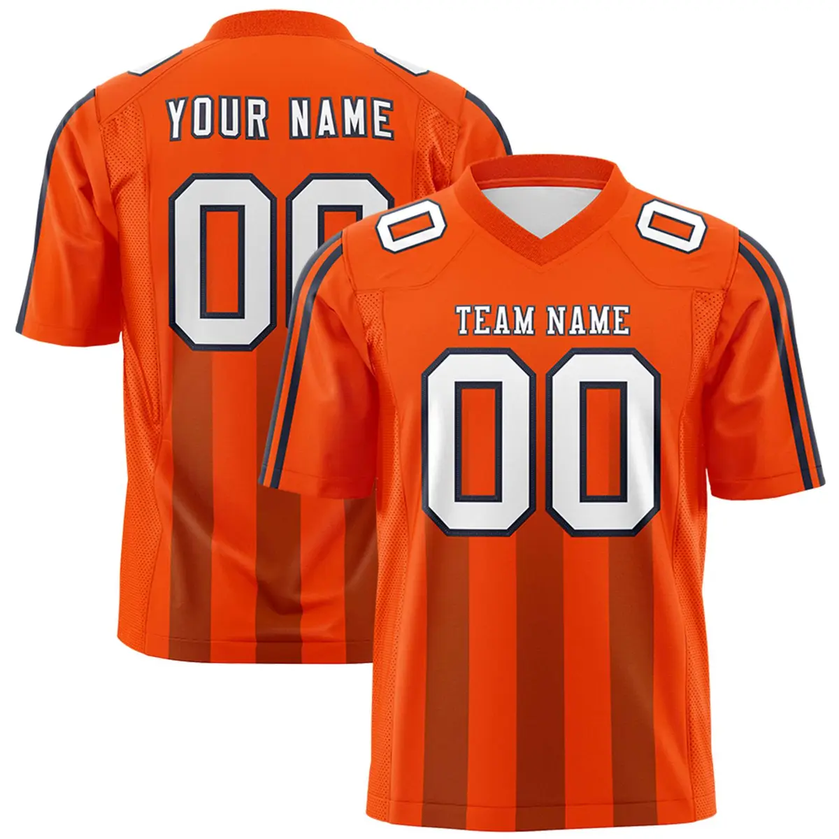 Orange Light Brown Vertical Fine Stripe Gradient Football Jersey