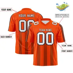 Orange Light Brown Vertical Fine Stripe Gradient Football Jersey 2