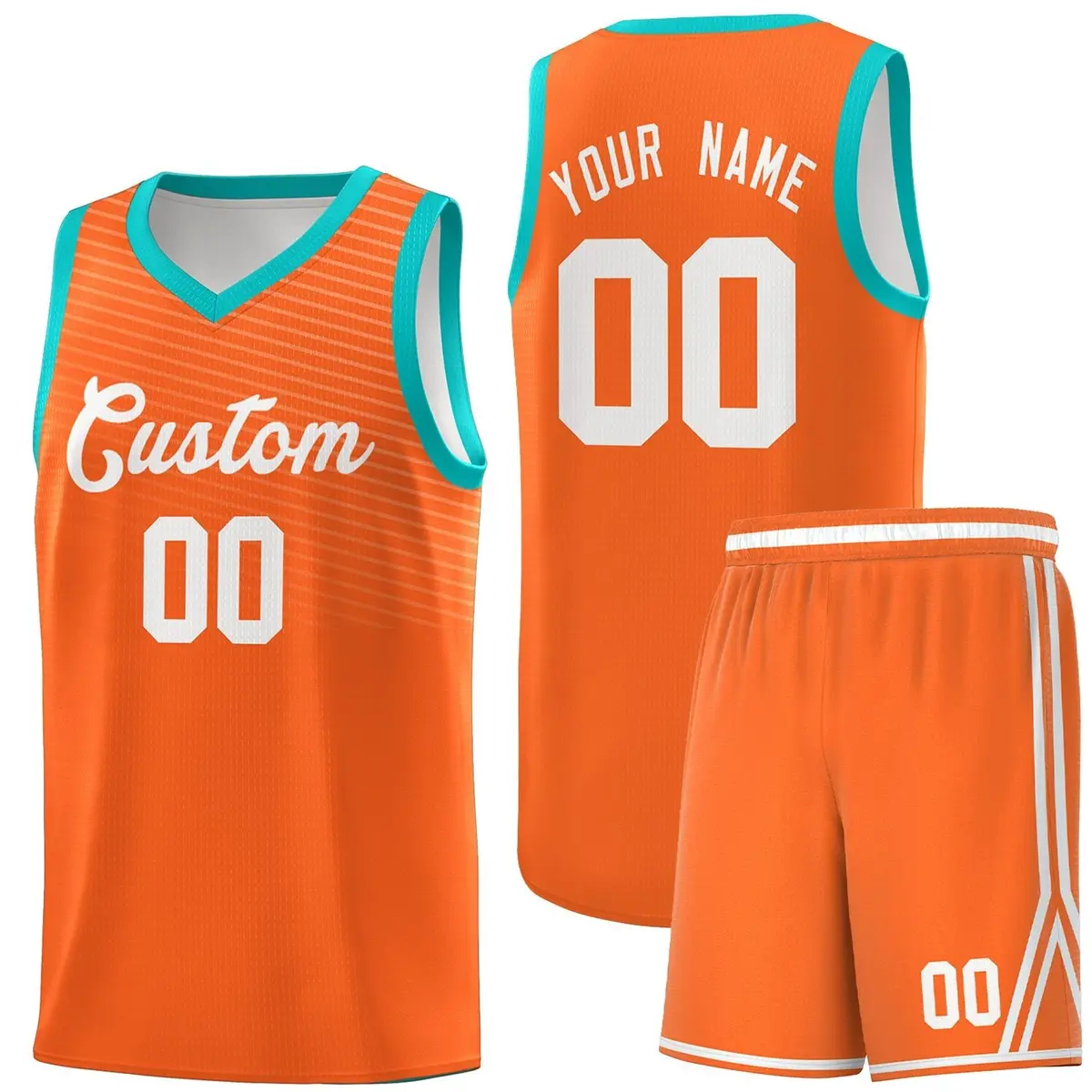 Orange Light Green Chest Slash Pattern Basketball Jersey