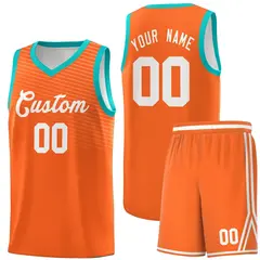 Orange Light Green Chest Slash Pattern Basketball Jersey 1