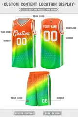 Orange Light Green Gradient Irregular Shapes Basketball Jersey 2