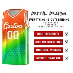 Orange Light Green Gradient Irregular Shapes Basketball Jersey 4