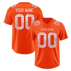 Orange Light Pink Sequin Lettering Football Jersey