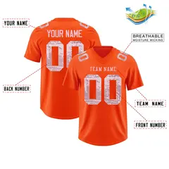 Orange Light Pink Sequin Lettering Football Jersey 2