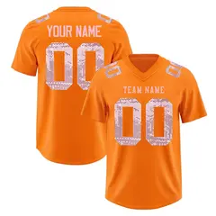 Orange Light Pink Sequin Lettering Football Jersey 1