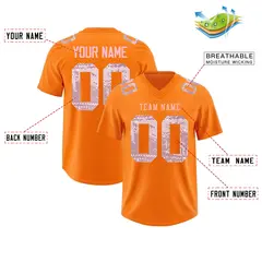 Orange Light Pink Sequin Lettering Football Jersey 2