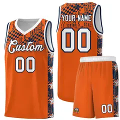 Orange Mosaic Stars Pattern Basketball Jersey
