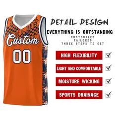 Orange Mosaic Stars Pattern Basketball Jersey 2