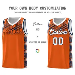 Orange Mosaic Stars Pattern Basketball Jersey 3
