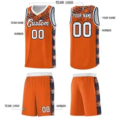 Orange Mosaic Stars Pattern Basketball Jersey 5
