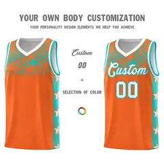 Orange Mosaic Stars Pattern Basketball Jersey 3