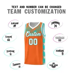 Orange Mosaic Stars Pattern Basketball Jersey 4