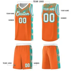 Orange Mosaic Stars Pattern Basketball Jersey 5