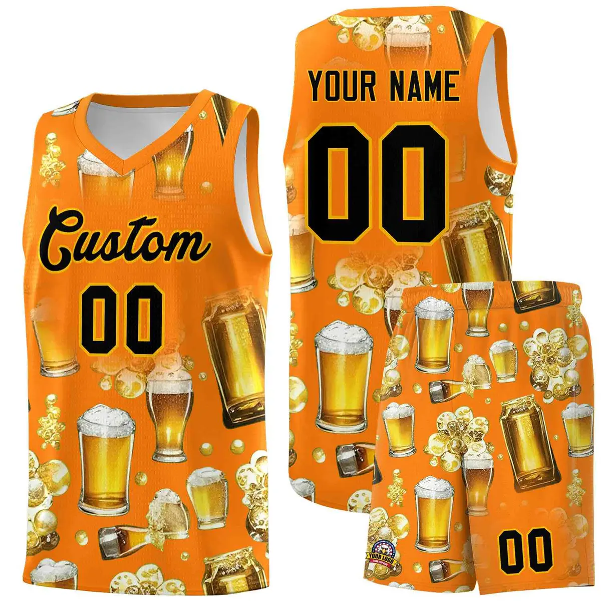 Orange National Beer Day Beer Bubble Basketball Jersey