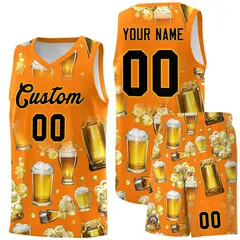Orange National Beer Day Beer Bubble Basketball Jersey
