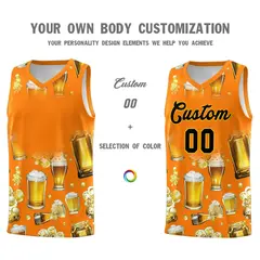 Orange National Beer Day Beer Bubble Basketball Jersey 2