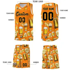 Orange National Beer Day Beer Bubble Basketball Jersey 3