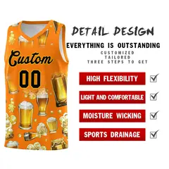 Orange National Beer Day Beer Bubble Basketball Jersey 5