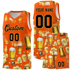 Orange National Beer Day Beer Bubble Basketball Jersey