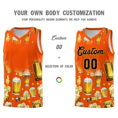 Orange National Beer Day Beer Bubble Basketball Jersey 2