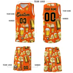 Orange National Beer Day Beer Bubble Basketball Jersey 3