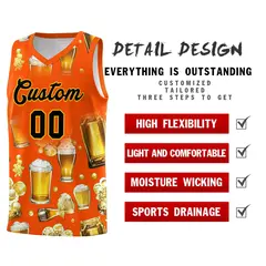 Orange National Beer Day Beer Bubble Basketball Jersey 5