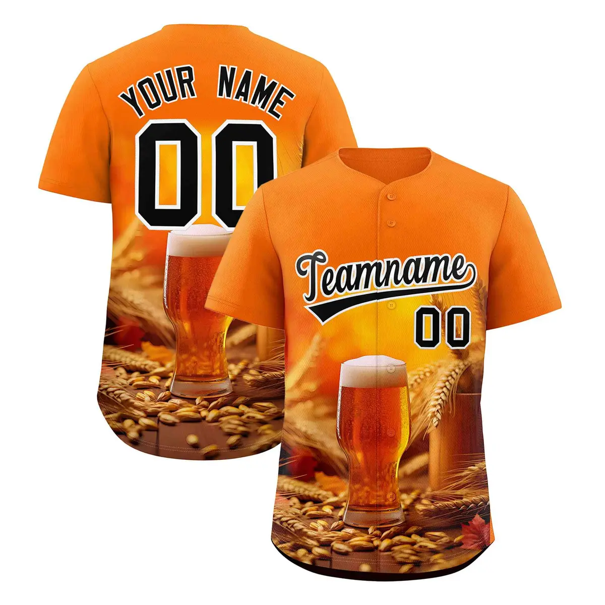 Orange National Beer Day Beer Pattern Baseball Jersey