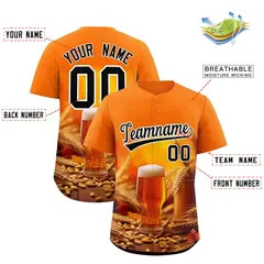 Orange National Beer Day Beer Pattern Baseball Jersey 2