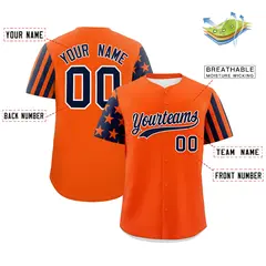 Orange Navy American Flag Raglan Baseball Jersey 2