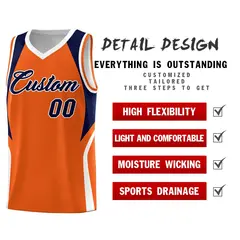 Orange Navy and White Color Block Basketball Uniform Jersey 2