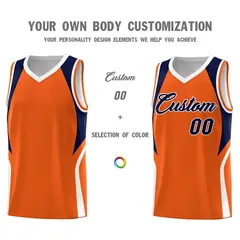 Orange Navy and White Color Block Basketball Uniform Jersey 3